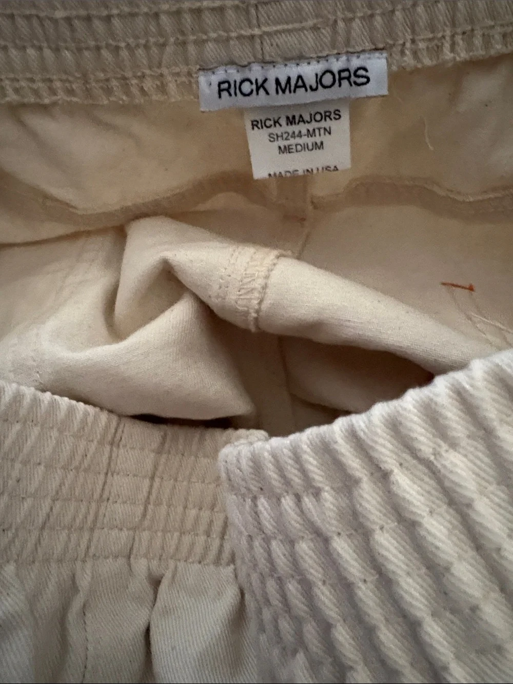 Men's Cream Cotton Casual Shorts by RICK MAJORS. Medium. Made in the USA